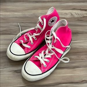 Hot pink high top converse